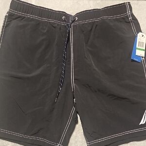 Nautica Men's Black Board Shorts with White Stitching